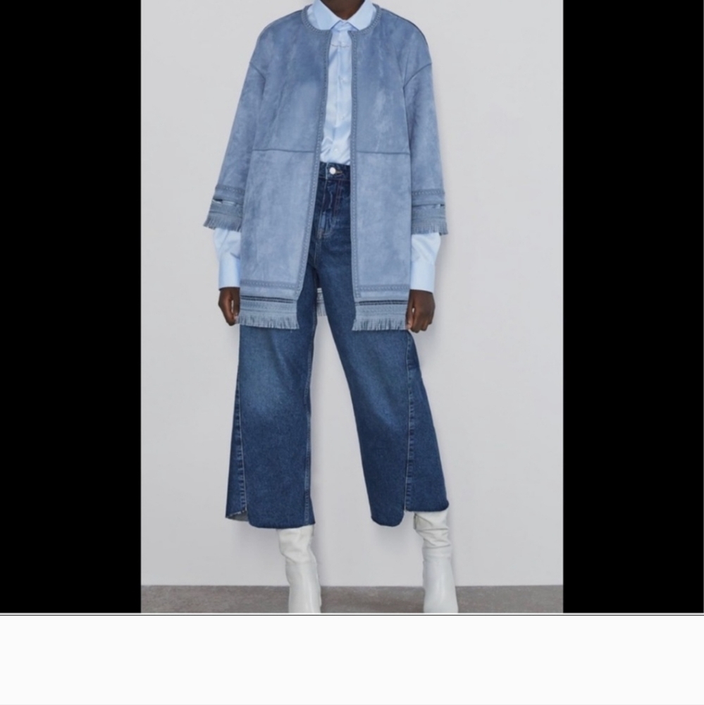 ZARA Faux suede blue jacket